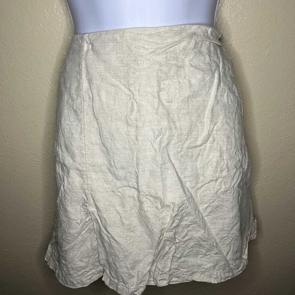 100% linen H&M Cream Knee-Length Pencil Skirt Casual Elegance